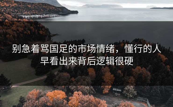 别急着骂国足的市场情绪，懂行的人早看出来背后逻辑很硬